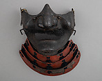 Half Mask (Menpō) with Gorget, Iron, lacquer, hair, silk, Japanese