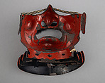 Half Mask (Menpō) with Gorget, Iron, lacquer, hair, silk, Japanese