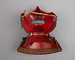 Half Mask (Menpō) with Gorget, Iron, lacquer, silk, Japanese
