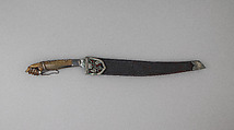 Knife (Bolo) with Sheath, Steel, horn, leather, silver, Philippine