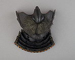 Half Mask (Menpō) with Gorget, Iron, lacquer, silk, hair, Japanese