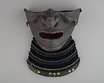Half Mask (Menpō) with Gorget, Iron, lacquer, silk, leather, Japanese