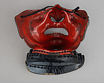 Half Mask (Menpō) with Gorget, Iron, lacquer, silk, leather, Japanese