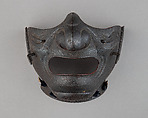 Half Mask (Menpō) with Gorget, Iron, lacquer, silk, Japanese