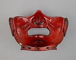 Half Mask (Menpō) with Gorget, Iron, lacquer, silk, Japanese