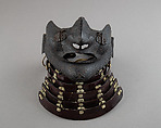 Half Mask (Menpō) with Gorget, Iron, lacquer, silk, Japanese