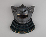 Half Mask (Menpō) with Gorget, Iron, lacquer, silk, Japanese