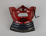 Half Mask (Menpō) with Gorget, Iron, lacquer, silk, Japanese
