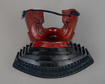 Half Mask (Menpō) with Gorget, Iron, lacquer, silk, Japanese