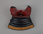 Chin Mask (Ho-ate) with Gorget, Iron, lacquer, silk, Japanese