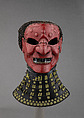 Full Mask (Sōmen) with Gorget and Mail Head Covering, Iron, lacquer, silk, hemp, leather, Japanese