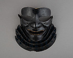 Half Mask (Menpō) with Gorget, Iron, lacquer, silk, Japanese
