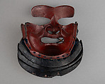 Half Mask (Menpō) with Gorget, Iron, lacquer, silk, Japanese