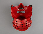 Half Mask (Menpō) with Gorget, Iron, lacquer, silk, Japanese