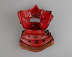 Half Mask (Menpō) with Gorget, Zenshō Fujiwara (Japanese), Iron, lacquer, silk, Japanese