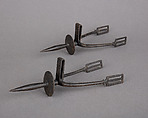 Pair of Prick Spurs, Iron alloy, gold, North African
