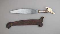 Knife (Barong) with Sheath, Steel, wood, ivory, silver, copper, gold, Philippine, Jolo Island or Zamboanga Peninsula