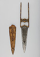 Dagger (Katar) and Sheath, Steel, leather, gold, Indian, Mughal