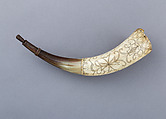 Powder Horn, Horn (cow), wood (pine), Native American, possibly Penobscot