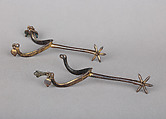Pair of Rowel Spurs, Copper alloy, gold, French