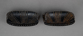 Toe Caps for a Pair of Foot Defenses (Sabatons), Steel, gold, German