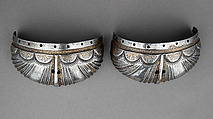 Toe Caps for a Pair of Foot Defenses (Sabatons), Steel, gold, German, Augsburg