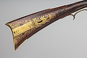 Flintlock Longrifle, Jacob Kuntz (American, Allentown, Pennsylvania 1780–1876 Philadelphia, Pennsylvania), Wood (maple), steel, iron, brass, silver, bone, horn, American, Philadelphia