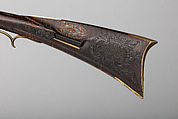 Flintlock Longrifle, Jacob Kuntz (American, Allentown, Pennsylvania 1780–1876 Philadelphia, Pennsylvania), Wood (maple), steel, iron, brass, silver, bone, horn, American, Philadelphia