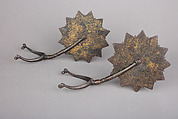 Pair of Rowel Spurs, Iron, gold, European