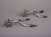 Pair of Rowel Spurs, Iron alloy, silver, probably German