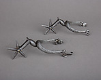 Pair of Rowel Spurs, Iron alloy, gold, German