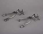 Pair of Rowel Spurs, Iron alloy, gold, German