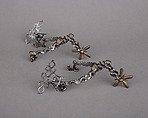 Pair of Rowel Spurs, Iron alloy, copper alloy, German or Netherlandish