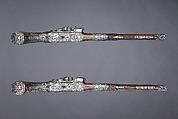 Pair of Flintlock Pistols, Giovan Battista Francino (Italian, Brescia, active second half of 17th century), Steel, wood (walnut), wool, Italian, Brescia