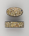 Sword-Hilt Collar and Pommel (Fuchigashira), Copper-gold alloy (shakudō), gold, enamel, Japanese