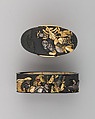 Sword-Hilt Collar and Pommel (Fuchigashira), Copper-gold alloy (shakudō), gold, Japanese