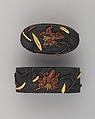 Sword-Hilt Collar and Pommel (Fuchigashira), Copper-gold alloy (shakudō), gold, Japanese