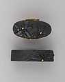 Sword-Hilt Collar and Pommel (Fuchigashira), Copper-gold alloy (shakudō), gold, Japanese