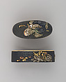 Sword-Hilt Collar and Pommel (Fuchigashira), Copper-gold alloy (shakudō), gold, copper-silver alloy (possibly shibuichi), Japanese