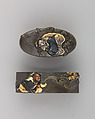 Sword-Hilt Collar and Pommel (Fuchigashira), Copper-silver alloy (shibuichi), gold, copper-gold alloy (possibly shakudō), Japanese