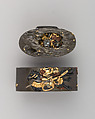Sword-Hilt Collar and Pommel (Fuchigashira), Copper-silver alloy (shibuichi), gold, copper-gold alloy (shakudō), Japanese