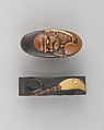 Sword-Hilt Collar and Pommel (Fuchigashira), Copper-silver alloy (shibuichi), gold, copper-gold alloy (shakudō), copper, silver, Japanese