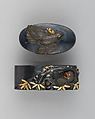 Sword-Hilt Collar and Pommel (Fuchigashria), Copper-gold alloy (shakudō), gold, silver, copper, Japanese