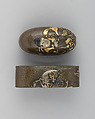 Sword-Hilt Collar and Pommel (Fuchigashira), Copper-silver alloy (shibuichi), gold, silver, copper-gold alloy (shakudō), copper, Japanese