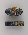 Sword-Hilt Collar and Pommel (Fuchigashira), Copper-gold alloy (shakudō), gold, silver, copper, copper-silver alloy (shibuichi), Japanese
