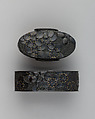 Sword-Hilt Collar and Pommel (Fuchigashira), Copper-gold alloy (shakudō), gold, Japanese