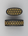 Sword-Hilt Collar and Pommel (Fuchigashira), Copper-gold alloy (shakudō), gold, Japanese