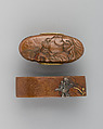 Sword-Hilt Collar and Pommel (Fuchigashira), Copper, gold, Japanese