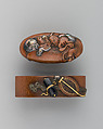 Sword-Hilt Collar and Pommel (Fuchigashira), Copper, gold, copper-gold alloy (shakudō), Japanese