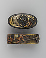 Sword-Hilt Collar and Pommel (Fuchigashira), Gold, copper-gold alloy (shakudō), Japanese